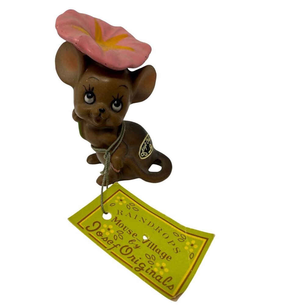 Vintage‎ Josef Originals Mouse Village Figurine Raindrops Mice Kitsch MCM